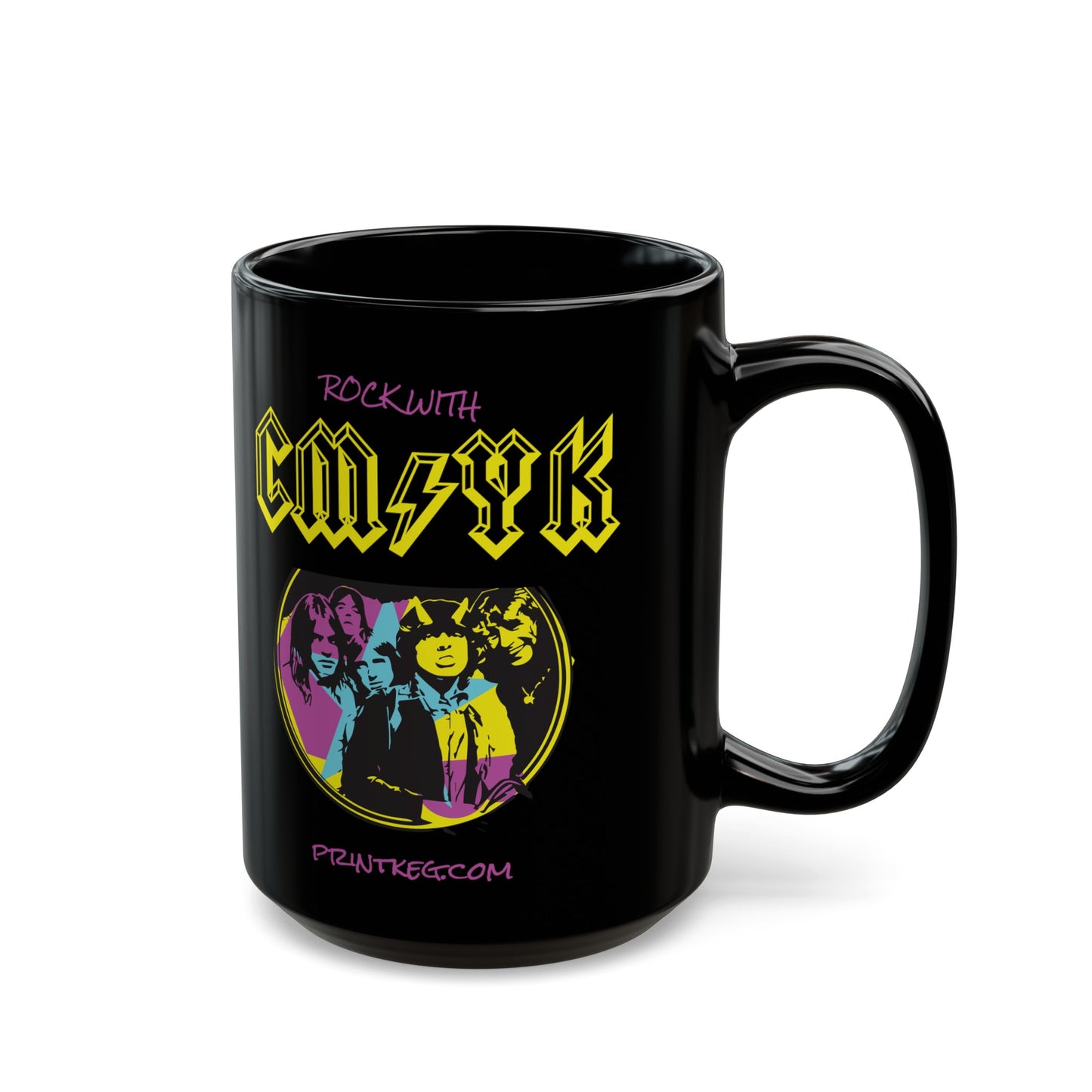 "Rock with CMYK" Black Mug