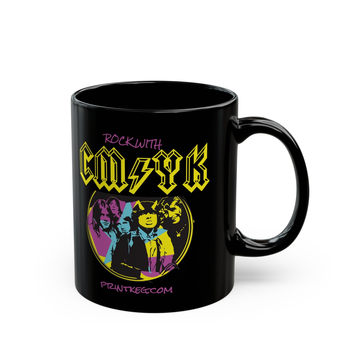 "Rock with CMYK" Black Mug