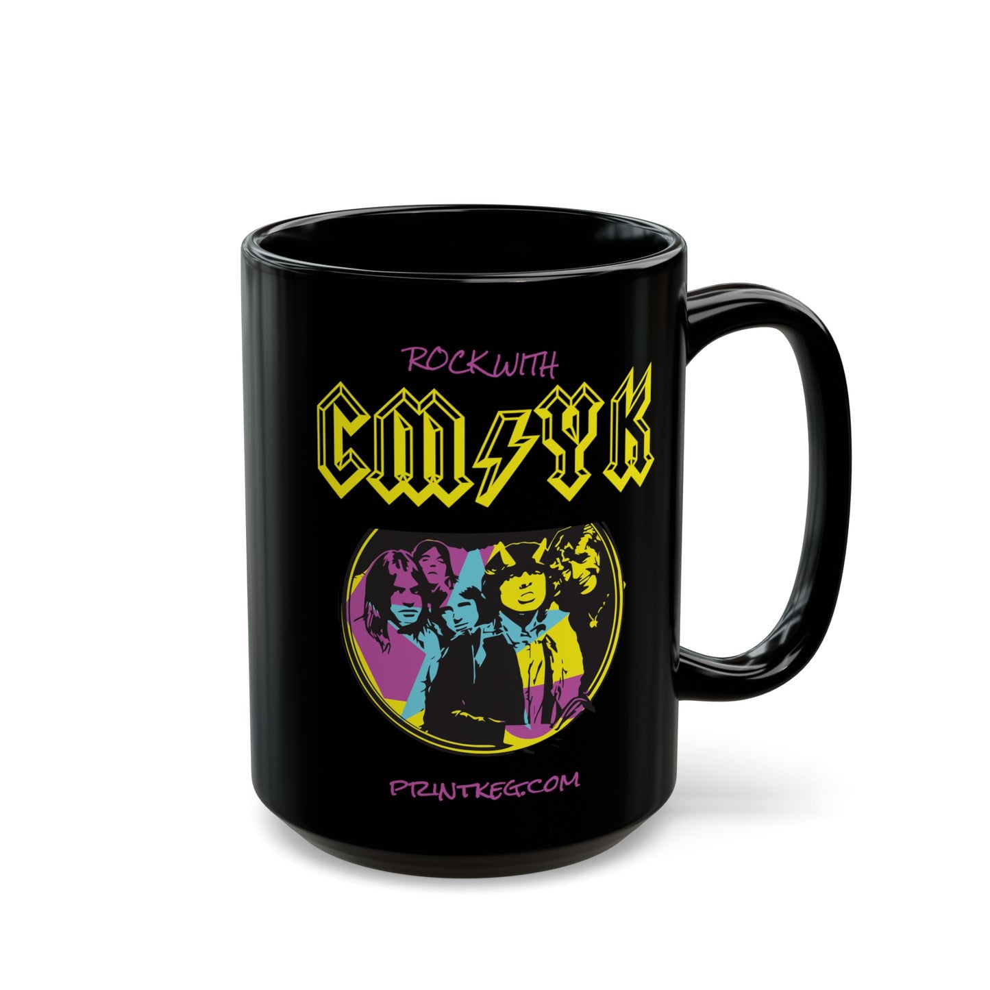 "Rock with CMYK" Black Mug