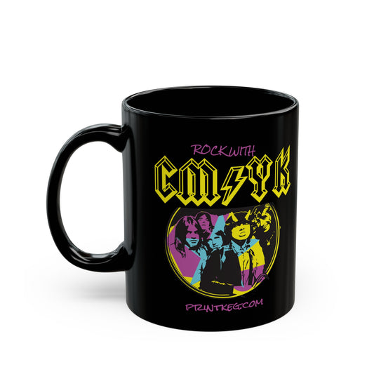 "Rock with CMYK" Black Mug