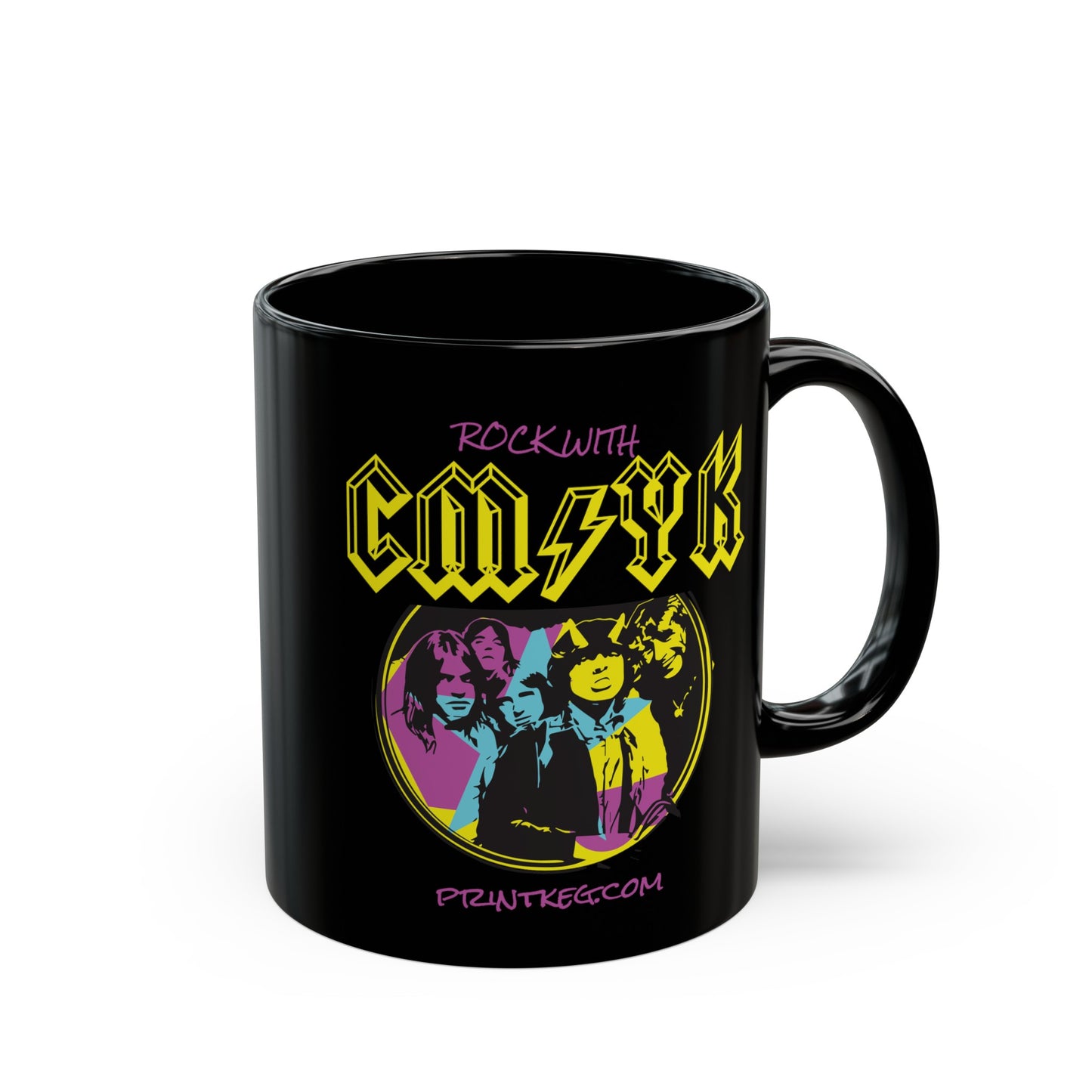 "Rock with CMYK" Black Mug